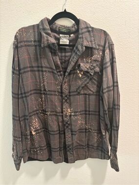 Envy Upcycle Flannel with Elvis detail, size XL